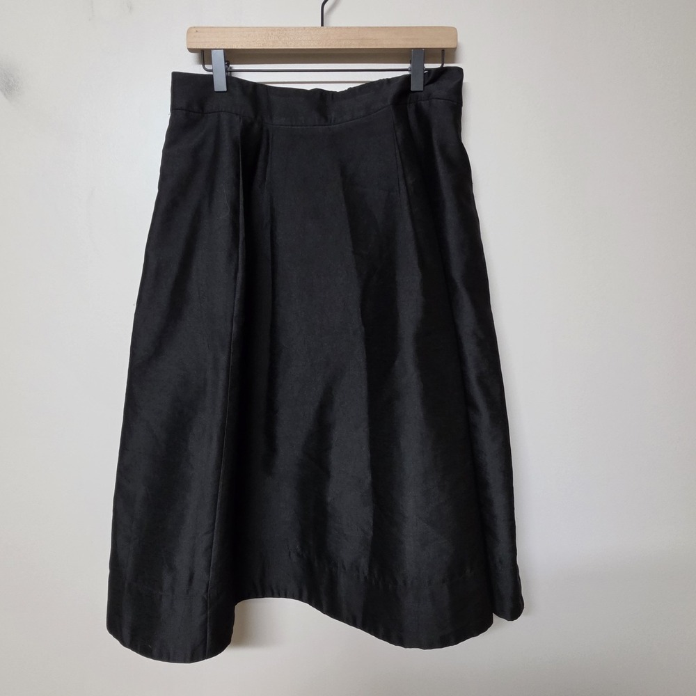 Tuckernuck Black Dupioni Full Body A Line Side Zip Midi Skirt Large Career
